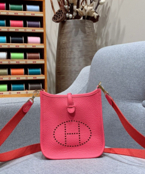 에르메스 미니 에블린16 립스틱 핑크 금장 끌레망스 가죽